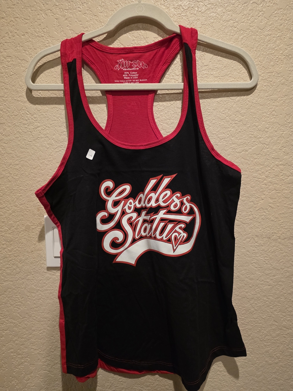 Goddess Status Racerback Tank Top - Black with Red Trim